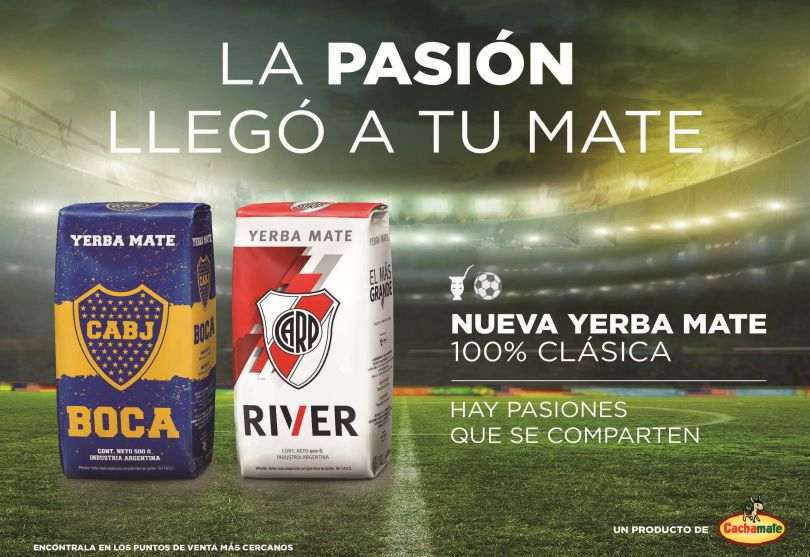 Portada de Cachamate presenta las nuevas yerbas de Boca y River
