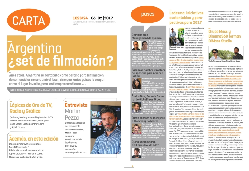 Portada de Los temas de esta semana en Carta de Publicidad, la edición impresa de Dossier
