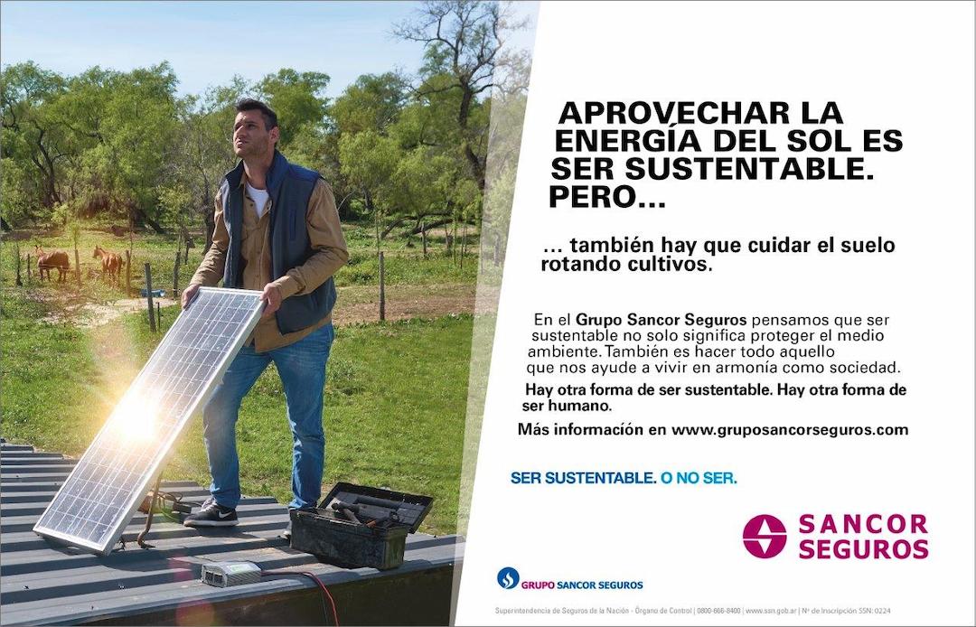 Portada de “Ser Sustentable. O no ser”, nueva campaña institucional creada por CBA/Bartolomé para Sancor Seguros