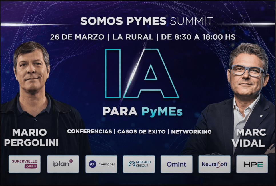 Portada de Llega IA para PyMEs, el evento de Inteligencia Artificial para pequeñas y medianas empresas más importante de Argentina