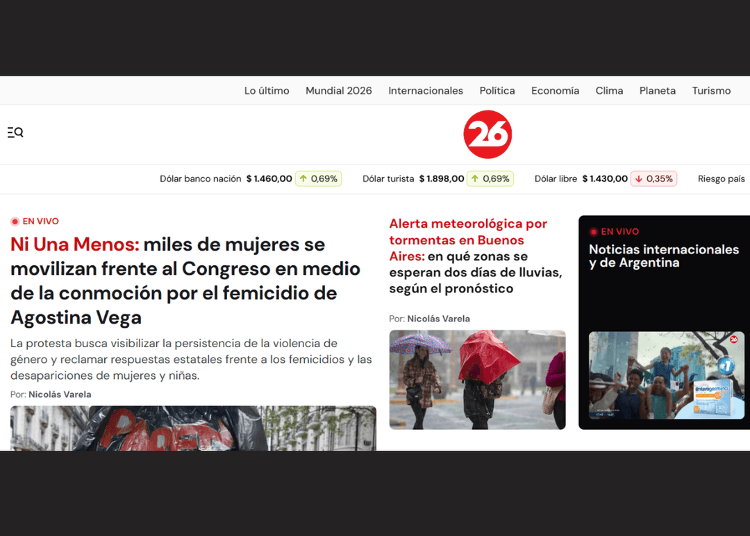Portada de Canal 26 presenta el nuevo diseño de Canal26.com