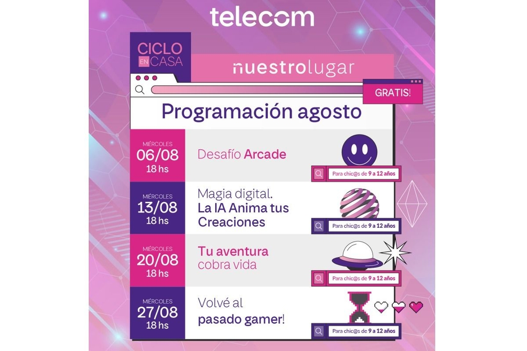 Portada de Para celebrar el mes de las infancias, Telecom presenta el ciclo de talleres digitales gratuitos del programa Nuestro Lugar