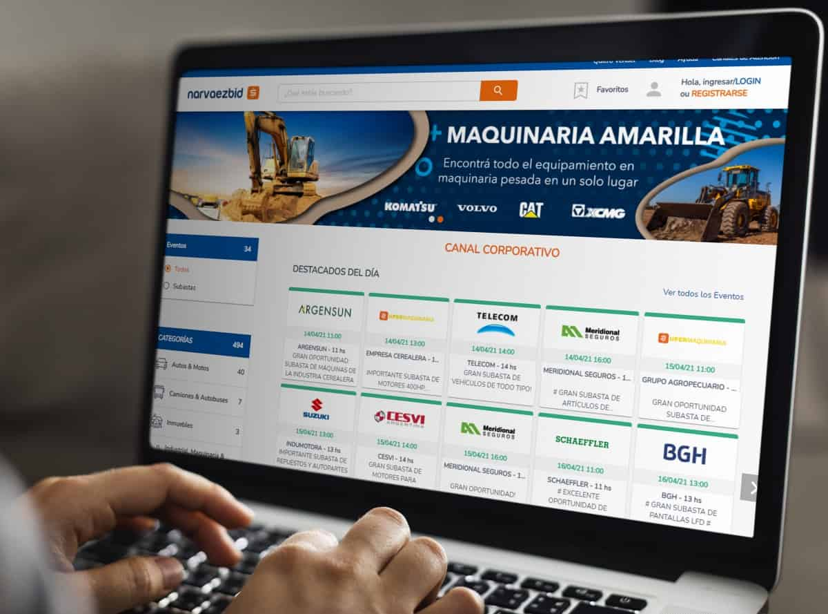 Portada de Narvaezbid subasta online 46 lotes en todo el país al valor del dólar oficial