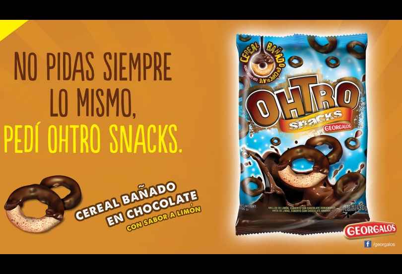 Portada de Campaña de Hermida para Ohtro Snacks, nuevo producto de Georgalos