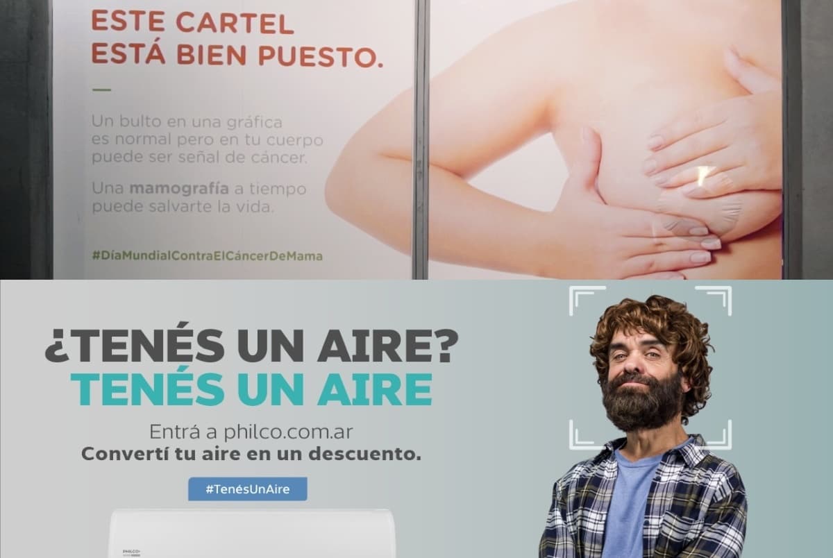 Portada de "Cartel bien puesto" de BBDO para Farmacity, y "Tenés un aire" de Don para Philco, los ganadores del Lápiz de Oro de Medios