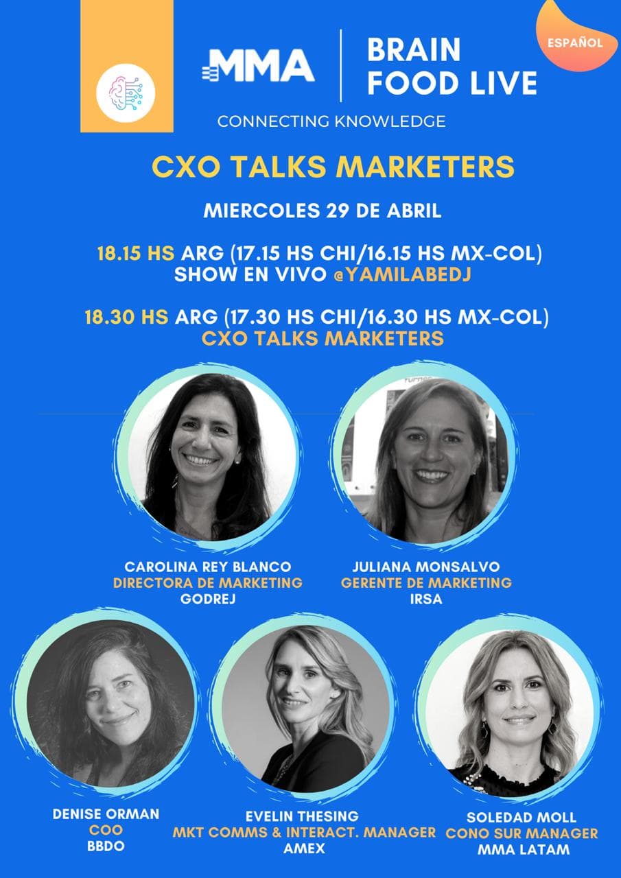Portada de Brain Food Live CXO Talks, la iniciativa regional de la MMA para capacitar y conectar a la industria