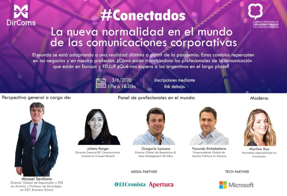 Portada de Con una charla acerca de “La nueva normalidad en el mundo de las comunicaciones corporativas”, comenzó el Ciclo #Conectados