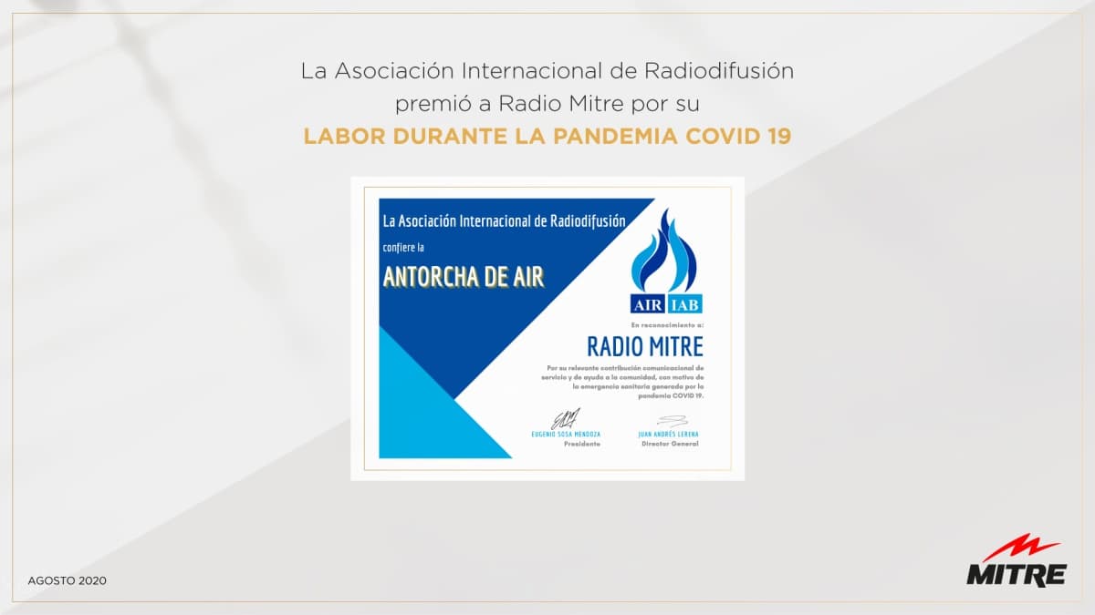 Portada de Radio Mitre, premiada por su labor durante la pandemia