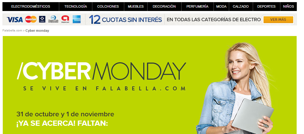 Portada de Falabella en el Cyber Monday