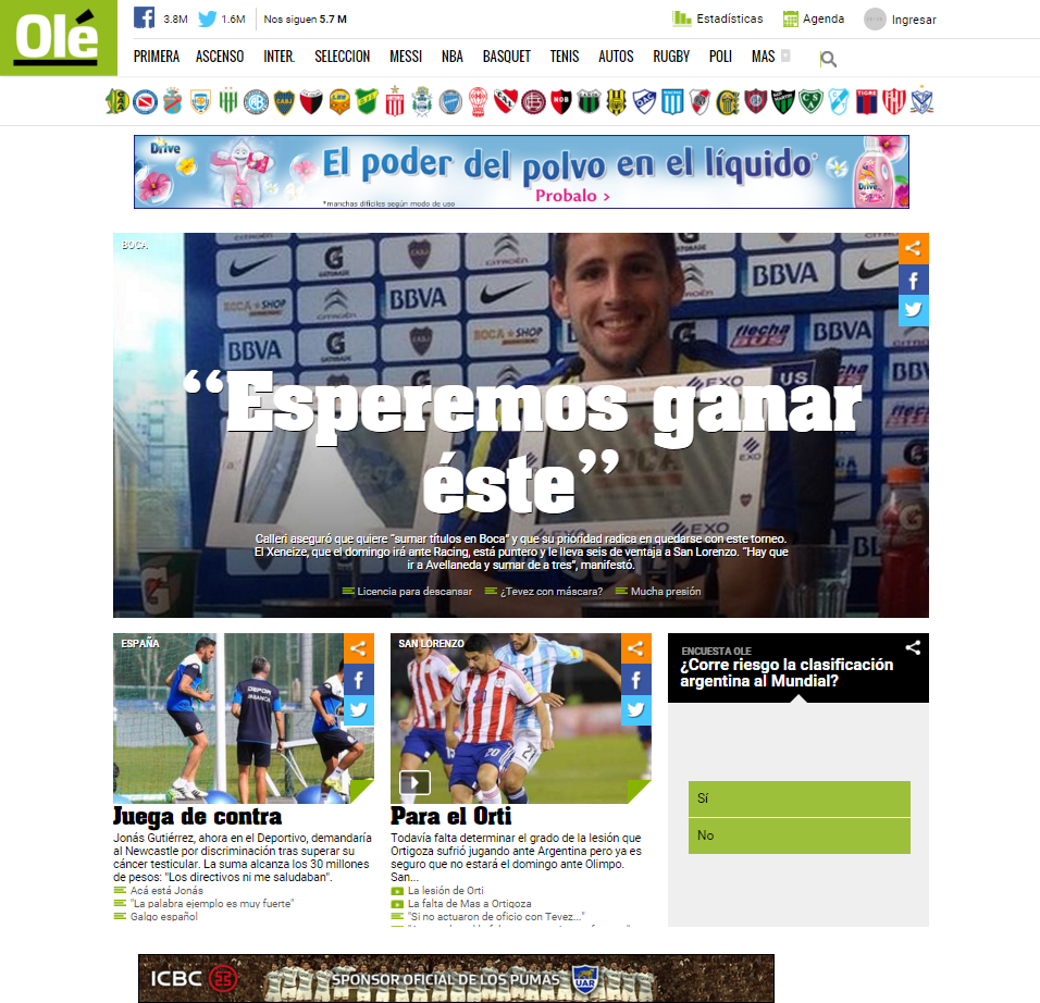 Portada de Olé se renueva e incorpora personalización de contenidos