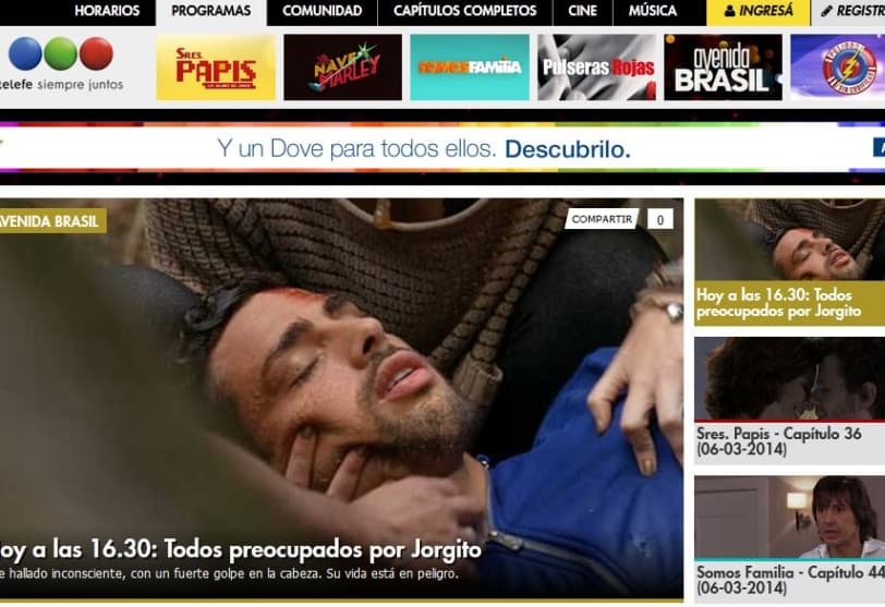 Portada de Telefe.com, en el top five de sitios de entretenimiento