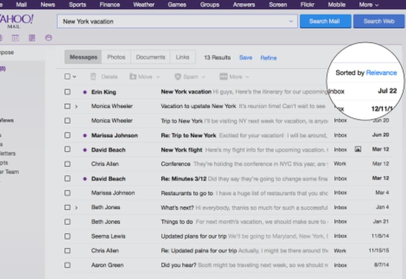 Portada de Yahoo Mail presenta una nueva función de búsqueda