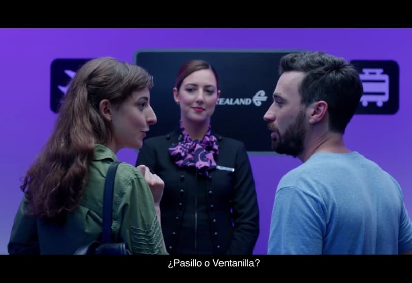 Portada de “¿Pasillo o ventanilla?”, nueva campaña de Air New Zealand creada por Don