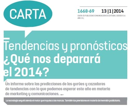 Portada de Esta semana en Carta las predicciones para el 2014 en marketing y comunicaciones