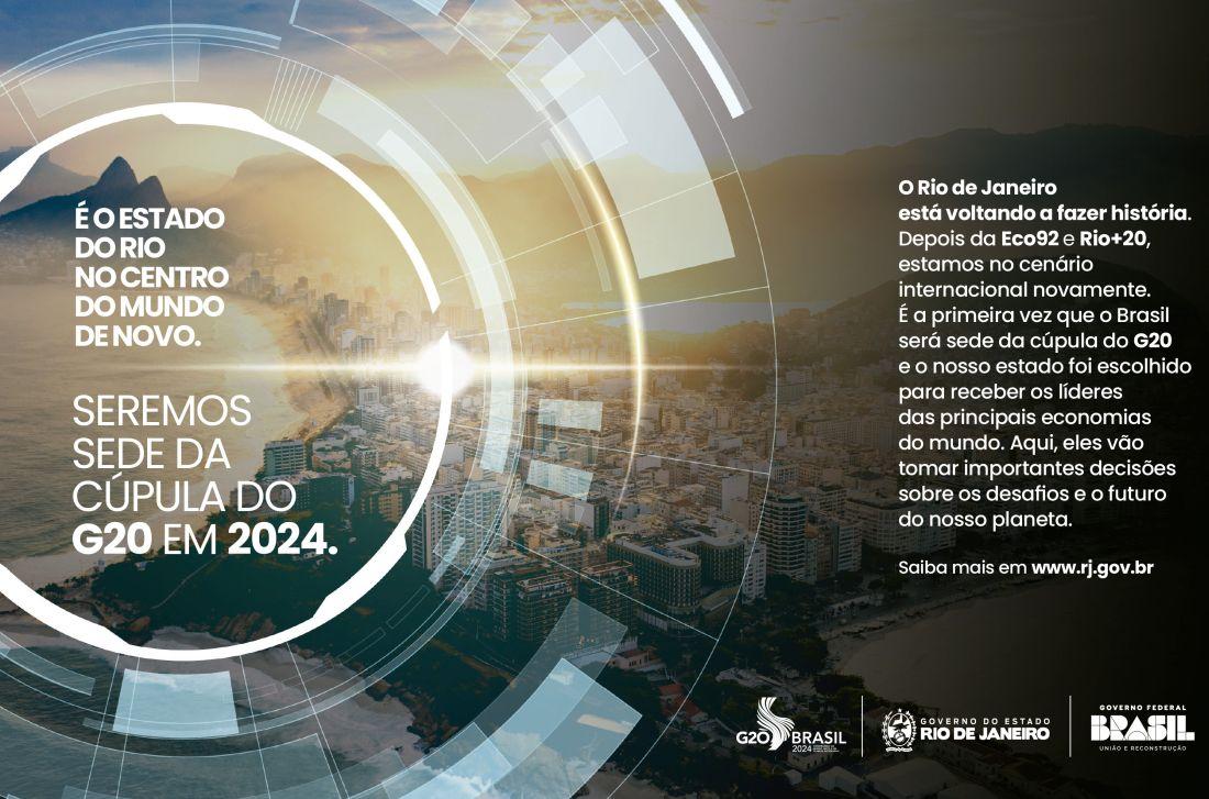 Portada de Río de Janeiro como sede del G20 en 2024, la nueva campaña de Nacional Comunicación 