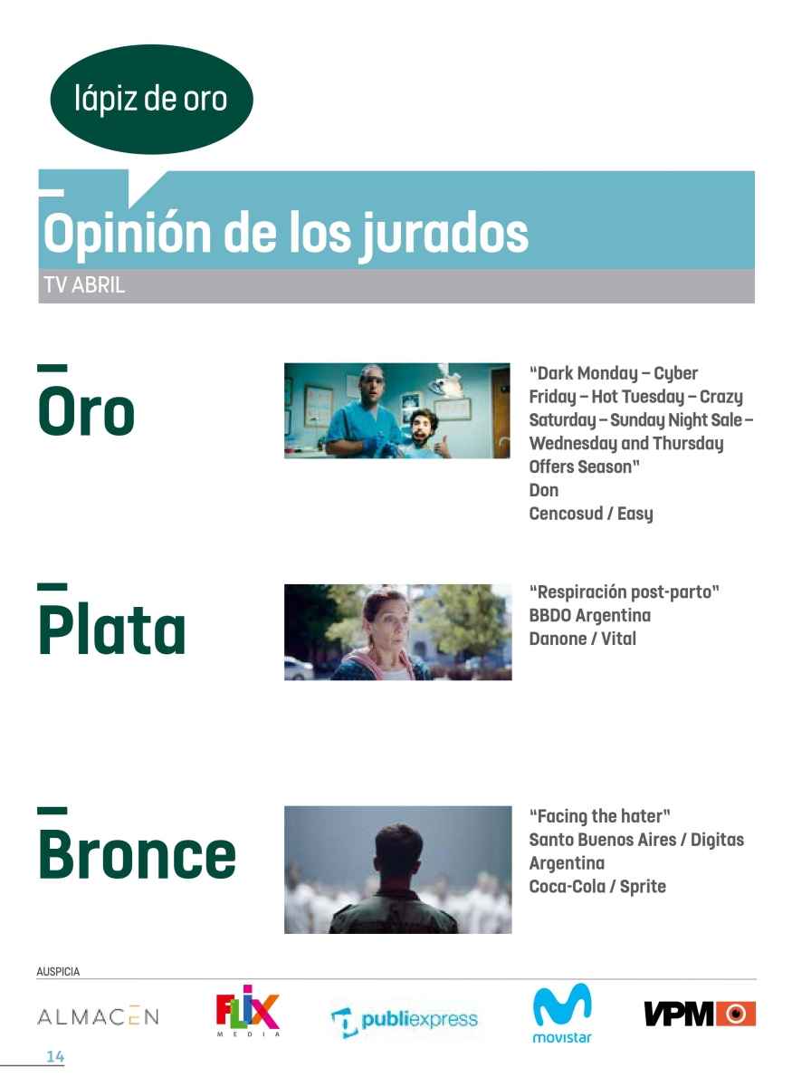 Portada de Lápiz de Oro de TV abril: Opiniones de los jurados