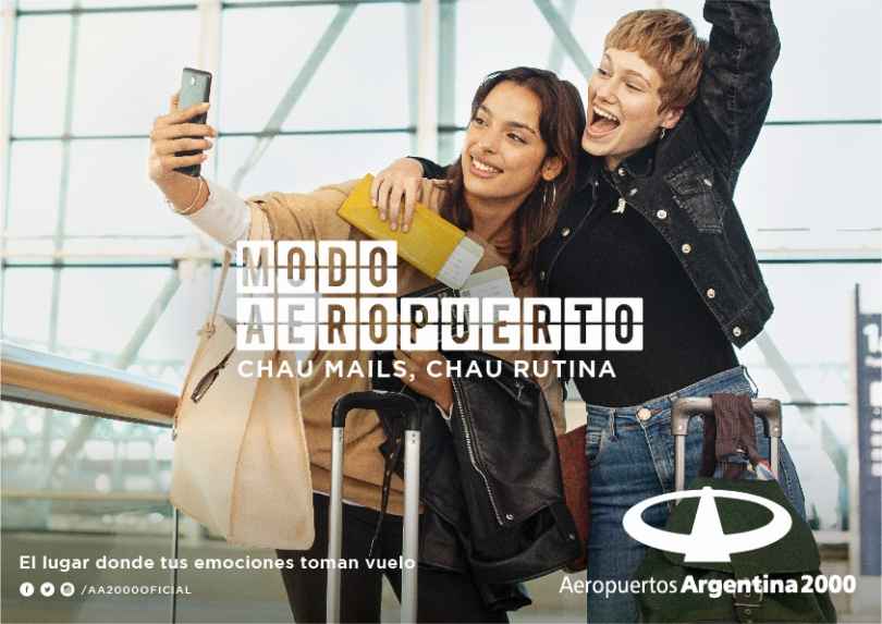 Portada de Nueva campaña de Aeropuertos Argentina 2000, creada por DDB