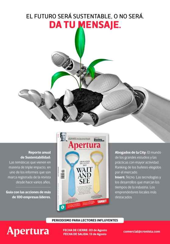 Portada de Revista Apertura está preparando su Reporte Anual de Sustentabilidad y su Insert de Tecno