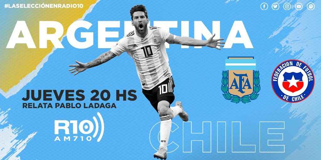 Portada de Transmisión de Argentina vs. Chile en Radio 10