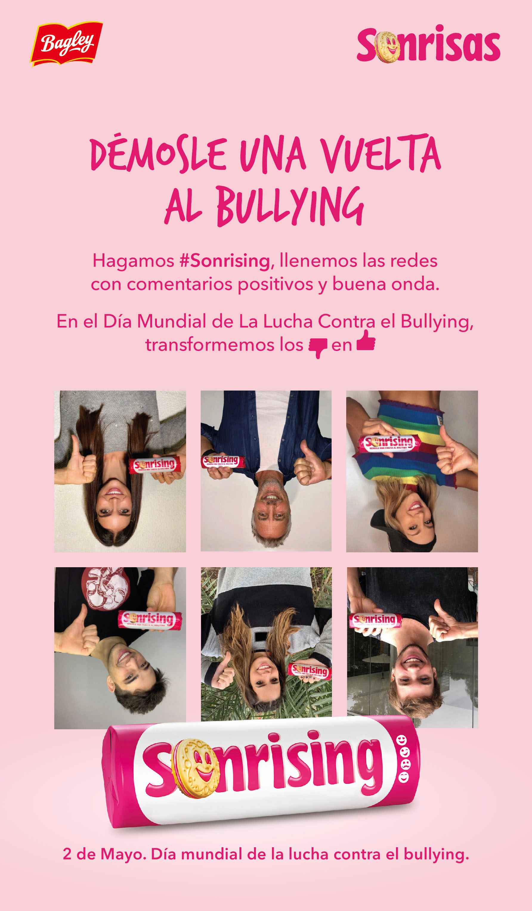 Portada de #Sonrising, la nueva campaña de Bagley contra el bullying