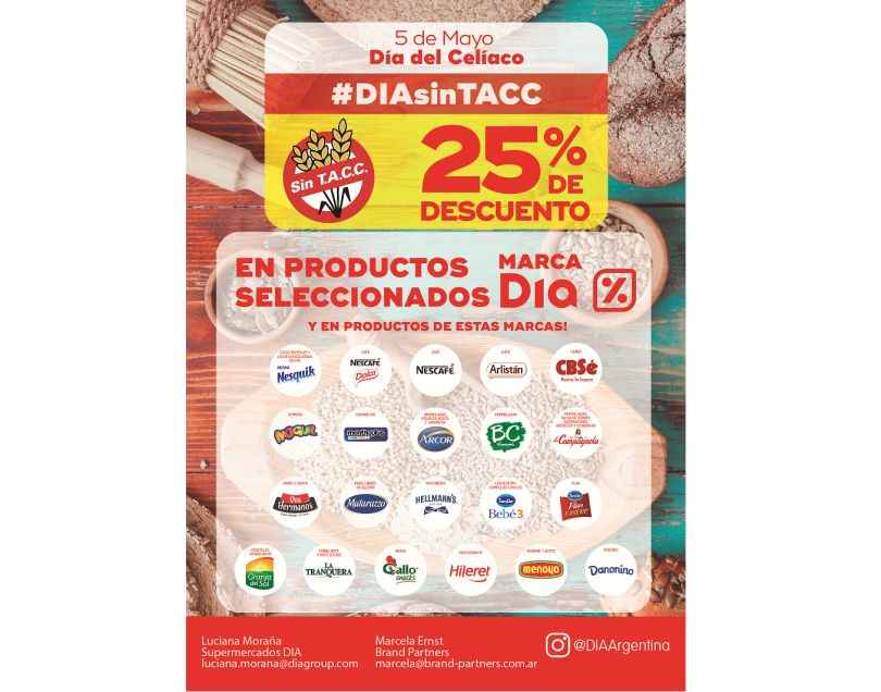 Portada de Supermercados DIA desarrolla #DIASinTacc, una campaña con foco en productos sin TACC