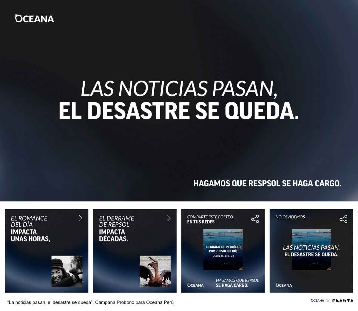 Portada de OCEANA lanza la campaña "Las noticias pasan. El desastre queda", realizada por Planta