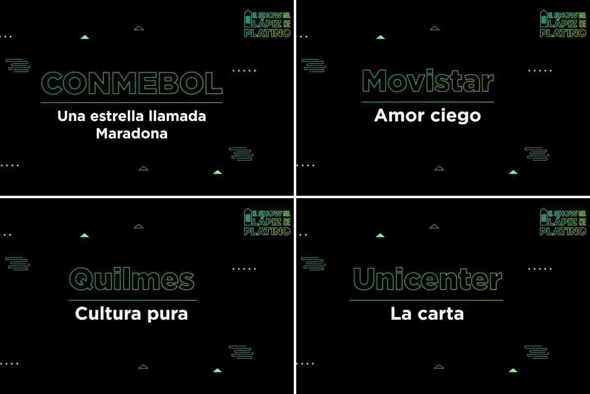 Portada de Lápiz de Platino. Sus Protagonistas: hoy Conmebol, Movistar, Quilmes y Unicenter