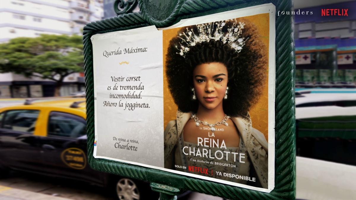 Portada de Campaña de Founders para lanzar "La Reina Charlotte" de Netflix