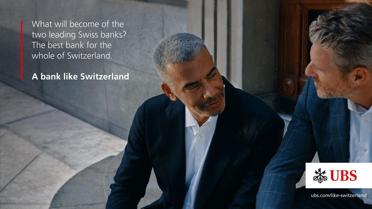 Portada de "A bank like Switzerland", la campaña de Fraser para UBS en Suiza