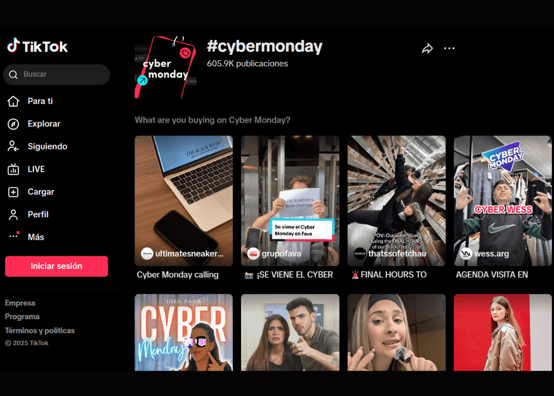 Portada de Ropa y accesorios, lo más buscado en TikTok por el CyberMonday 2025