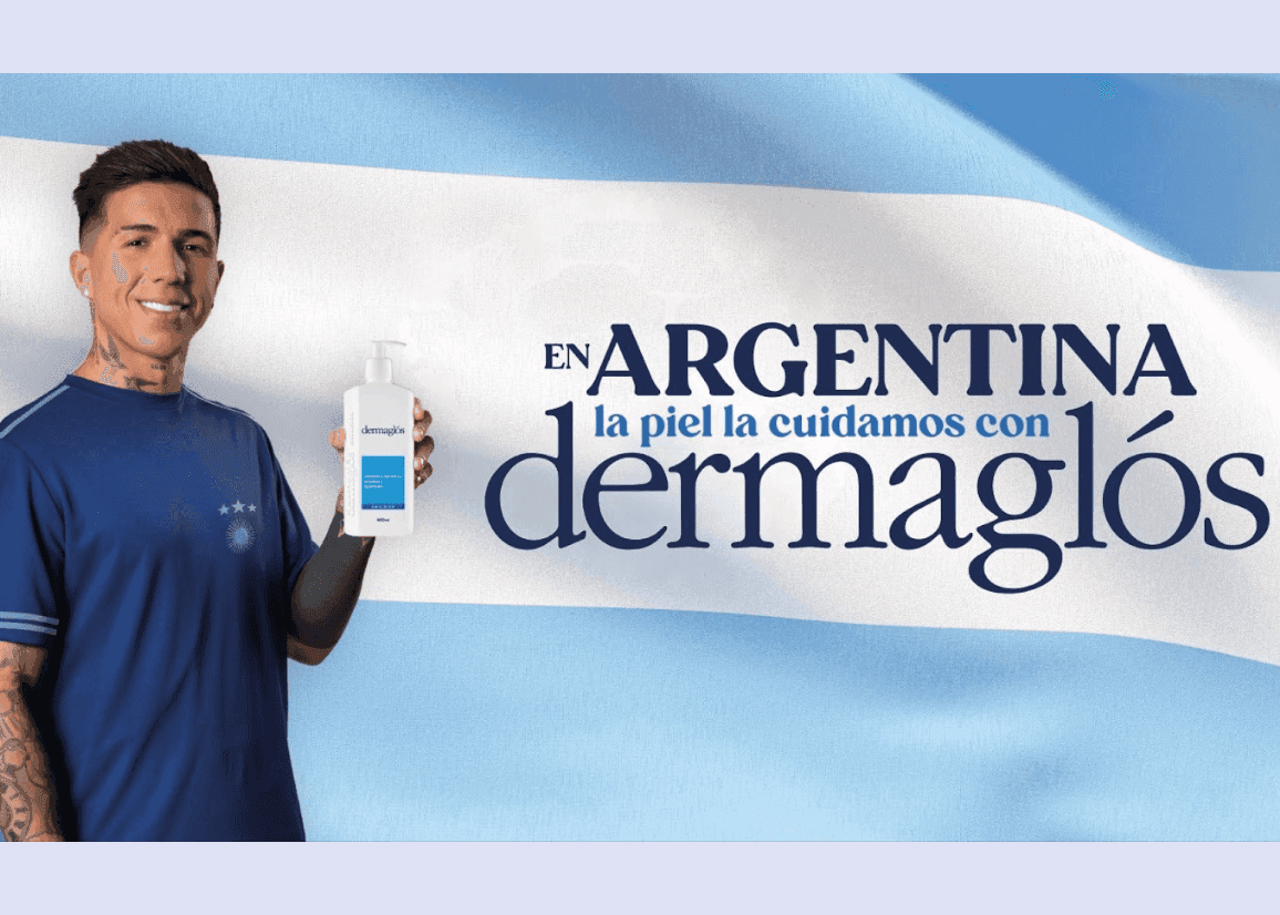 Portada de Dermaglós presenta a Enzo Fernández como imagen de su campaña